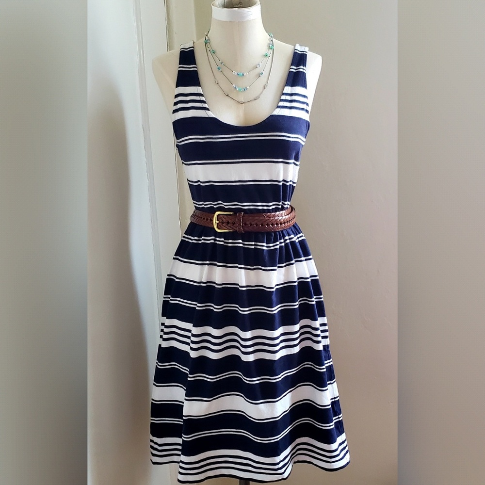 J. Crew Striped Fit and Flare Dress